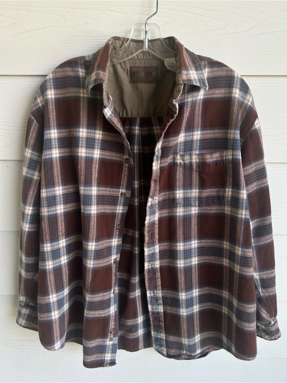 Magellan Outdoors Brown Plaid Button-Down‎ Shirt